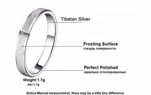 Tibetan Silver Frosted Finger Ring Wedding Band Fine Jewelry