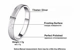Tibetan Silver Frosted Finger Ring Wedding Band Fine Jewelry