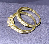 Tibetan Silver Rings Women 2.0ct Zirconia Stone Wedding Bands Sets