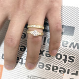 Tibetan Silver Rings Women 2.0ct Zirconia Stone Wedding Bands Sets