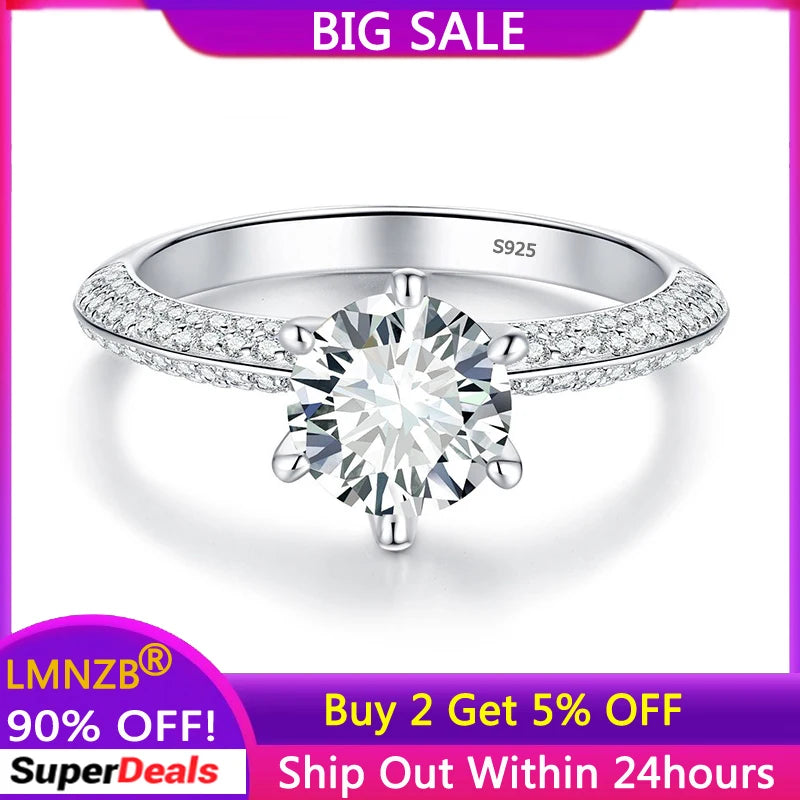 Tibetan Silver Wedding Engagement Ring Round 2ct CZ Zirconia Bands