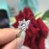 Tibetan Silver Ring 2.0ct Cubic Zircon Wedding Band Women Gift