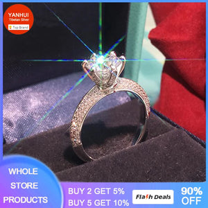 Tibetan Silver Ring 2.0ct Cubic Zircon Wedding Band Women Gift