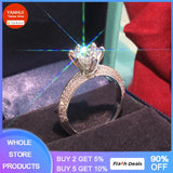 Tibetan Silver Ring 2.0ct Cubic Zircon Wedding Band Women Gift