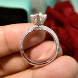 Tibetan Silver Ring 2.0ct Cubic Zircon Wedding Band Women Gift