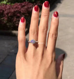 Tibetan Silver Ring 2.0ct Cubic Zircon Wedding Band Women Gift
