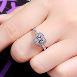 Tibetan Silver Heart Zirconia Stone Rings Wedding Jewelry