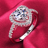 Tibetan Silver Heart Zirconia Stone Rings Wedding Jewelry
