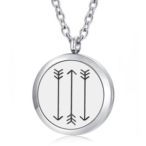 30mm Magnetic Aroma Diffuser Pendant Necklace with Chain - Stainless Steel