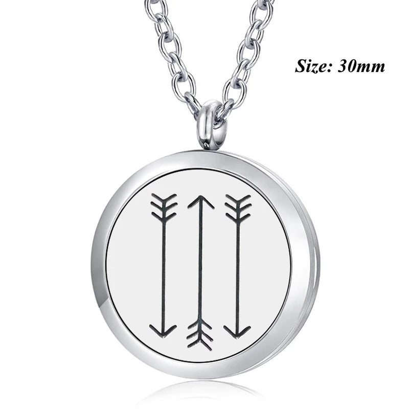 30mm Magnetic Aroma Diffuser Pendant Necklace with Chain - Stainless Steel