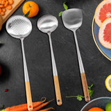 17" Stainless Steel Wok Spatula & Ladle Set