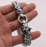 Wolf Head Bracelet Stainless Steel Chain Biker Men Jewelry