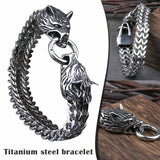 Wolf Head Bracelet Stainless Steel Chain Biker Men Jewelry