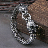 Wolf Head Bracelet Stainless Steel Chain Biker Men Jewelry