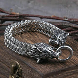 Wolf Head Bracelet Stainless Steel Chain Biker Men Jewelry