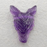 Natural Amethyst Hand Carved Wolf Head Pendant Jewelry