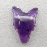 Natural Amethyst Hand Carved Wolf Head Pendant Jewelry