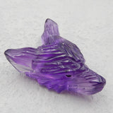 Natural Amethyst Hand Carved Wolf Head Pendant Jewelry