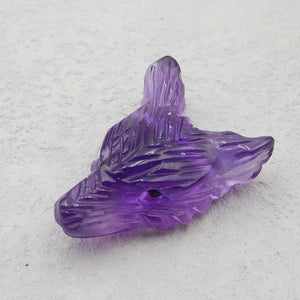 Natural Amethyst Hand Carved Wolf Head Pendant Jewelry