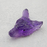 Natural Amethyst Hand Carved Wolf Head Pendant Jewelry