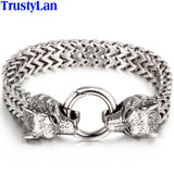 Wolf Lion Head Man Bracelet Stainless Steel Animal Gothic Hand Bands