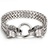 Wolf Lion Head Man Bracelet Stainless Steel Animal Gothic Hand Bands