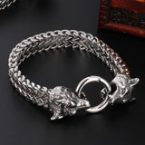 Wolf Lion Head Man Bracelet Stainless Steel Animal Gothic Hand Bands
