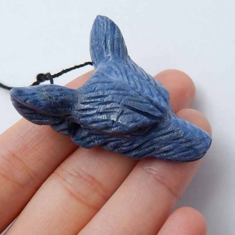 Natural Coral Wolf Head Pendant, Hand-Cut Jewelry 40x32x14mm