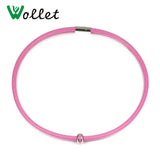 Pink Gray Silicone Necklace Pendant Stainless Steel Health Care