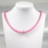 Pink Gray Silicone Necklace Pendant Stainless Steel Health Care