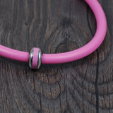 Pink Gray Silicone Necklace Pendant Stainless Steel Health Care