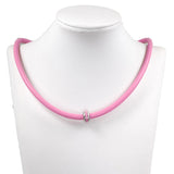 Pink Gray Silicone Necklace Pendant Stainless Steel Health Care