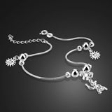 925 Sterling Silver Mickey Pendant Anklet Foot Chain Leg Bracelet