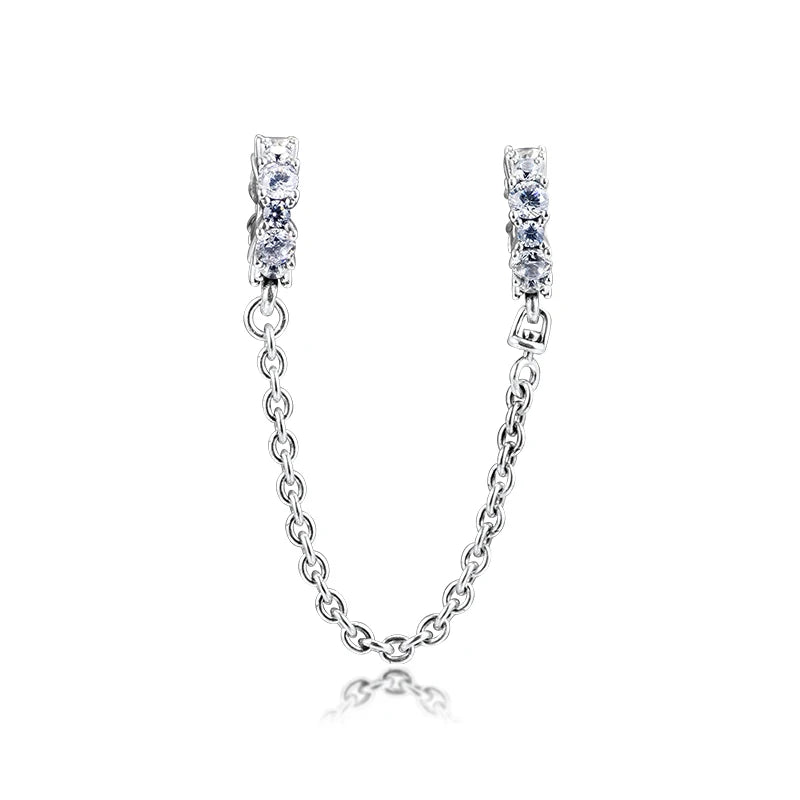 925 Silver Beads Clear Safety Chain for European Bracelets
