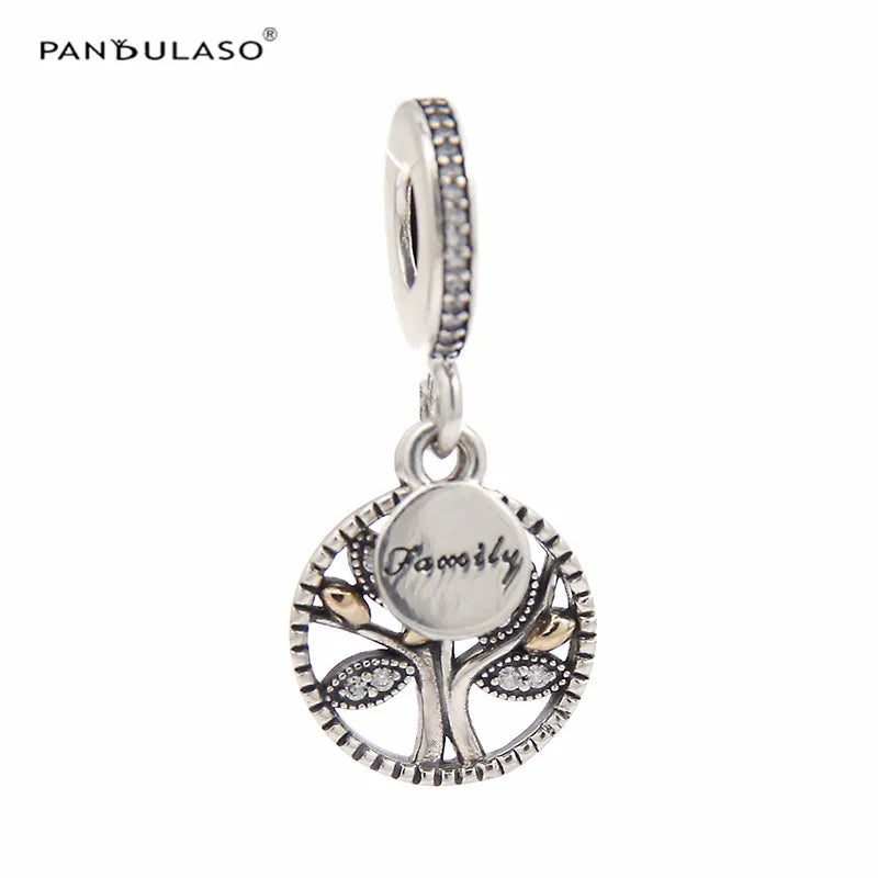 925 Silver Family Tree Charm for European Bracelets Sterling Silver Jewelry