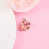 Woman Beads Rose Sparkling Ruby Red & Pink Heart Fits 925 Silver Bracelets