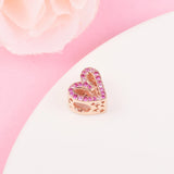 Woman Beads Rose Sparkling Ruby Red & Pink Heart Fits 925 Silver Bracelets