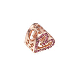 Woman Beads Rose Sparkling Ruby Red & Pink Heart Fits 925 Silver Bracelets