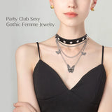 Punk Rivets Choker Necklace Goth Collar