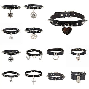 Woman Punk Choker Collar Necklace Goth Rivets Choker Necklace