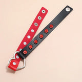 Red Punk Collar Necklace Pu Leather Goth Rivets Choker Necklace