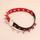 Red Punk Collar Necklace Pu Leather Goth Rivets Choker Necklace