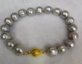 10mm Bright Gray Freshwater Pearl Bracelet with Clasp