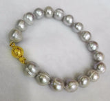 10mm Bright Gray Freshwater Pearl Bracelet with Clasp