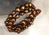 8-9mm Brown Baroque Pearl 3-Row Bracelet