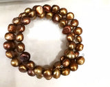 8-9mm Brown Baroque Pearl 3-Row Bracelet