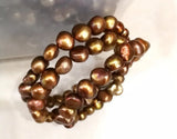 8-9mm Brown Baroque Pearl 3-Row Bracelet