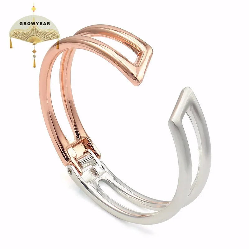 Rose and Silver Two-tone Bracelet for Women