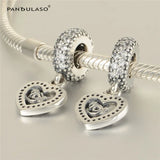 Mom Heart Dangle Charms Fits Snake Chain Bracelets Sterling Silver