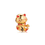 Fortune Cat Charm Silver Jewelry Fits Snake Chain Bracelets